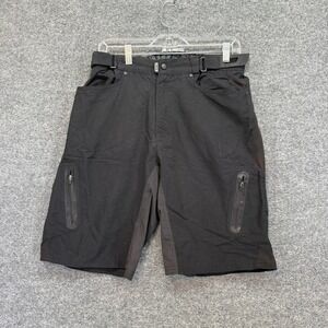 Zoic Ether Bike Shorts Men Large Black Adjustable Waist Cargo Pockets MTB Riding